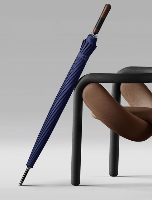 Windproof Golf Umbrella with Wooden Handle Auto-Open