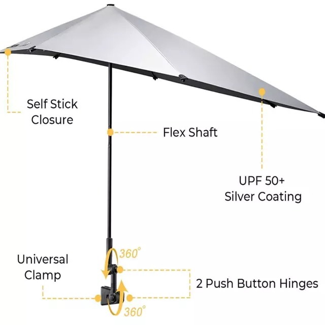 UPF50+ Clamp-On Umbrella Ultimate Sun Protection for Beach