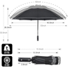 Reverse Folding LED Umbrella - Windproof Inverted Travel Umbrella with Reflective Design, Lightweight Automatic Umbrella