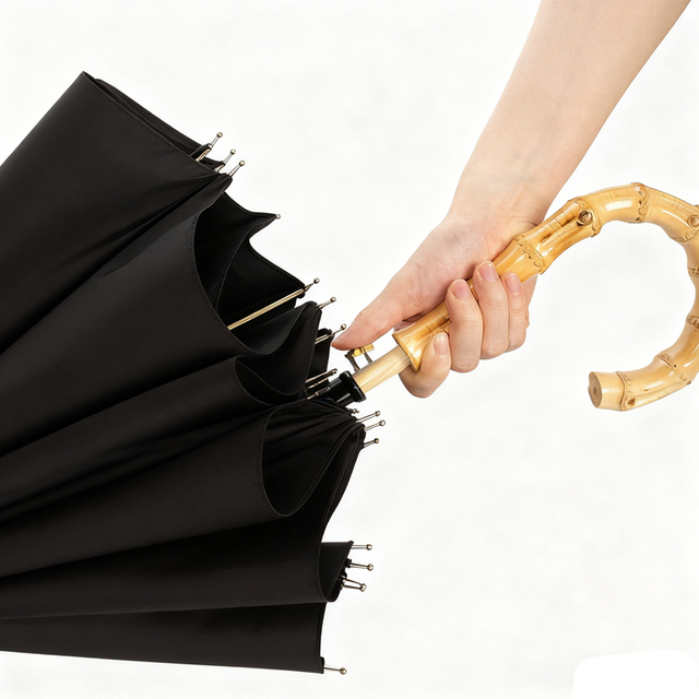 Eco-Friendly Umbrella Bamboo Stick Umbrella with Recycled PET Canopy