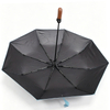 RPET Compact Foldable Umbrella with Wood Handle & Windproof 
